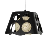 GLOBOSTAR® CARTER 00962 Μοντέρνο Κρεμαστό Φωτιστικό Οροφής με Ντουί 1 x E27 AC 220-240V IP20 - Μαύρο & Μπεζ - Μ28 x Π28 x Υ22cm