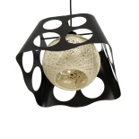 GLOBOSTAR® CARTER 00962 Μοντέρνο Κρεμαστό Φωτιστικό Οροφής με Ντουί 1 x E27 AC 220-240V IP20 - Μαύρο & Μπεζ - Μ28 x Π28 x Υ22cm