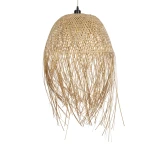 GloboStar® MANILA 01714 Boho Κρεμαστό Φωτιστικό Καμπάνα Μονόφωτο 1 x E27 IP20 Μπεζ Ξύλο - Μ45 x Π45 x Υ60cm