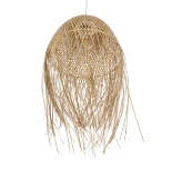 GloboStar® MANILA 01714 Boho Κρεμαστό Φωτιστικό Καμπάνα Μονόφωτο 1 x E27 IP20 Μπεζ Ξύλο - Μ45 x Π45 x Υ60cm