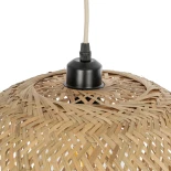 GloboStar® MANILA 01714 Boho Κρεμαστό Φωτιστικό Καμπάνα Μονόφωτο 1 x E27 IP20 Μπεζ Ξύλο - Μ45 x Π45 x Υ60cm