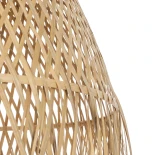 GloboStar® MANILA 01714 Boho Κρεμαστό Φωτιστικό Καμπάνα Μονόφωτο 1 x E27 IP20 Μπεζ Ξύλο - Μ45 x Π45 x Υ60cm