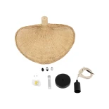 GLOBOSTAR® CUBA 01717 Boho Κρεμαστό Φωτιστικό Οροφής με Ντουί 1 x E27 AC 220-240V IP20 - Μπεζ - Μ43 x Π43 x Υ30cm