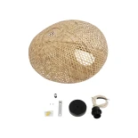GLOBOSTAR® CARIBBEAN 01723 Boho Κρεμαστό Φωτιστικό Οροφής με Ντουί 1 x E27 AC 220-240V IP20 - Μπεζ - Μ45 x Π45 x Υ24cm