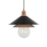 GLOBOSTAR® FERRO 203-0269 Μοντέρνο Κρεμαστό Φωτιστικό Οροφής με Ντουί 1 x E27 AC 220-240V IP20 - Μαύρο & Χάλκινο - Μ30 x Π30 x Υ19cm