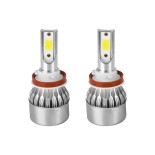GLOBOSTAR® LEDKIT C6 82007 Λάμπα H11 LED 24W/48W 3600lm/7200lm 360° DC 12-24V Αδιάβροχο IP65 Ψυχρό Λευκό 6000K - CREE COB Chip - Μ3.5 x Π3.5 x Υ8.2cm - Πακέτο 2 Τεμαχίων - 1 Χρόνο Εγγύηση