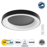 GLOBOSTAR® SALEM 61237 Μοντέρνο Φωτιστικό Οροφής LED 105W 12075lm 120° AC 220-240V IP20 Ρυθμιζόμενο Λευκό CCT με Χειριστήριο από 2700K έως 6000K Dimmable - Lumileds SMD Chip - Μαύρο Ματ - Μ60 x Π60 x Υ9.5cm - 3 Χρόνια Εγγύηση