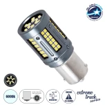 GLOBOSTAR® P21W-1156 81270 Λάμπα P21W 1156 BA15S CANbus LED 9.6W 1512lm 360° DC 24-36V IP20 Ψυχρό Λευκό 6000K - 84 x Epistar SMD2016 Chip - Μ2 x Π2 x Υ5cm - 1 Χρόνο Εγγύηση