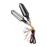 GloboStar® 81756 ΣΕΤ 2 x Φλάς Μοτοσυκλέτας Universal Knife LED SMD 5050 1.2W/2.4W 216lm/432lm DC 12V 2 Λειτουργιών Κόκκινο για Πορείας-Stop & με Τρεχούμενο Εφέ Φωτισμού Πορτοκαλί για Φλας Αδιάβροχα IP65