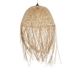 GloboStar® MANILA 01714 Boho Κρεμαστό Φωτιστικό Καμπάνα Μονόφωτο 1 x E27 IP20 Μπεζ Ξύλο - Μ45 x Π45 x Υ60cm