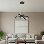 kelvo® NEMESIS KLV-101-0217-V2 Κρεμαστό Φωτιστικό Οροφής LED 100W 10000lm 180° AC 220-240V IP20 Ρυθμιζόμενο Λευκό CCT με Χειριστήριο από 2700K έως 6000K Dimmable - Lumileds SMD Chip - Μαύρο Ματ - Μ60 x Π60 x Υ60cm - 3 Χρόνια Εγγύηση