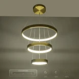 kelvo® NEMESIS KLV-101-0219-V2 Κρεμαστό Φωτιστικό Οροφής LED 100W 10000lm 180° AC 220-240V IP20 Ρυθμιζόμενο Λευκό CCT με Χειριστήριο από 2700K έως 6000K Dimmable - Lumileds SMD Chip - Χρυσό Πλατίνα - Μ60 x Π60 x Υ60cm - 3 Χρόνια Εγγύηση