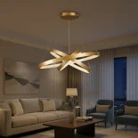 kelvo® NEMESIS KLV-101-0222-V2 Κρεμαστό Φωτιστικό Οροφής LED 120W 12000lm 180° AC 220-240V IP20 Ρυθμιζόμενο Λευκό CCT με Χειριστήριο από 2700K έως 6000K Dimmable - Lumileds SMD Chip - Χρυσό Πλατίνα - Μ80 x Π80 x Υ80cm - 3 Χρόνια Εγγύηση