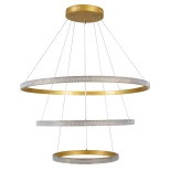 kelvo® DIAMOND KLV-101-0240 Κρεμαστό Φωτιστικό Οροφής LED 120W 12000lm 180° AC 220-240V IP20 Ρυθμιζόμενο Λευκό CCT με Χειριστήριο από 2700K έως 6000K Dimmable - Lumileds SMD Chip - Χρυσό Πλατίνα - Μ80 x Π80 x Υ80cm - 3 Χρόνια Εγγύηση