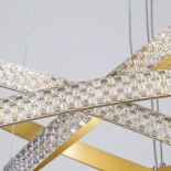 kelvo® DIAMOND KLV-101-0240 Κρεμαστό Φωτιστικό Οροφής LED 120W 12000lm 180° AC 220-240V IP20 Ρυθμιζόμενο Λευκό CCT με Χειριστήριο από 2700K έως 6000K Dimmable - Lumileds SMD Chip - Χρυσό Πλατίνα - Μ80 x Π80 x Υ80cm - 3 Χρόνια Εγγύηση