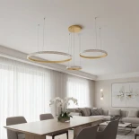 kelvo® DIAMOND KLV-101-0244 Κρεμαστό Φωτιστικό Οροφής LED 100W 10000lm 180° AC 220-240V IP20 Ρυθμιζόμενο Λευκό CCT με Χειριστήριο από 2700K έως 6000K Dimmable - Lumileds SMD Chip - Χρυσό Πλατίνα - Μ110 x Π110 x Υ60cm - 3 Χρόνια Εγγύηση