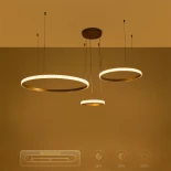 kelvo® DIAMOND KLV-101-0244 Κρεμαστό Φωτιστικό Οροφής LED 100W 10000lm 180° AC 220-240V IP20 Ρυθμιζόμενο Λευκό CCT με Χειριστήριο από 2700K έως 6000K Dimmable - Lumileds SMD Chip - Χρυσό Πλατίνα - Μ110 x Π110 x Υ60cm - 3 Χρόνια Εγγύηση