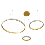 kelvo® DIAMOND KLV-101-0244 Κρεμαστό Φωτιστικό Οροφής LED 100W 10000lm 180° AC 220-240V IP20 Ρυθμιζόμενο Λευκό CCT με Χειριστήριο από 2700K έως 6000K Dimmable - Lumileds SMD Chip - Χρυσό Πλατίνα - Μ110 x Π110 x Υ60cm - 3 Χρόνια Εγγύηση