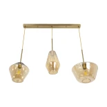 GLOBOSTAR® AMARIS 00977 Μοντέρνο Κρεμαστό Φωτιστικό Οροφής με Ντουί 3 x E27 AC 220-240V IP20 - Χρυσό & Μελί - Μ75 x Π30 x Υ30cm