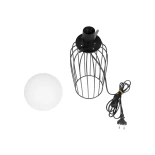 GLOBOSTAR® KAZAF 203-0295 Μοντέρνο Επιτραπέζιο Φωτιστικό Πορτατίφ με Ντουί 1 x E27 AC 220-240V IP20 - Μαύρο & Λευκό - Μ16 x Π16 x Υ40cm