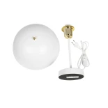 GLOBOSTAR® GAZETA 203-0302 Μοντέρνο Επιτραπέζιο Φωτιστικό Πορτατίφ με Ντουί 1 x E27 AC 220-240V IP20 - Λευκό & Χρυσό  - Μ25 x Π25 x Υ39cm