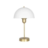 GLOBOSTAR® GAZETA 203-0303 Μοντέρνο Επιτραπέζιο Φωτιστικό Πορτατίφ με Ντουί 1 x E27 AC 220-240V IP20 - Λευκό & Μπρονζέ  - Μ25 x Π25 x Υ39cm