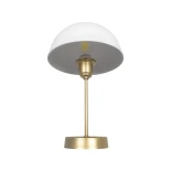 GLOBOSTAR® GAZETA 203-0303 Μοντέρνο Επιτραπέζιο Φωτιστικό Πορτατίφ με Ντουί 1 x E27 AC 220-240V IP20 - Λευκό & Μπρονζέ  - Μ25 x Π25 x Υ39cm