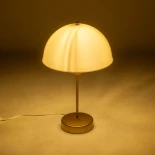 GLOBOSTAR® GAZETA 203-0304 Μοντέρνο Επιτραπέζιο Φωτιστικό Πορτατίφ με Ντουί 1 x E27 AC 220-240V IP20 - Λευκό Δίαφανο & Μπρονζέ  - Μ25 x Π25 x Υ39cm