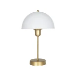 GLOBOSTAR® GAZETA 203-0304 Μοντέρνο Επιτραπέζιο Φωτιστικό Πορτατίφ με Ντουί 1 x E27 AC 220-240V IP20 - Λευκό Δίαφανο & Μπρονζέ  - Μ25 x Π25 x Υ39cm