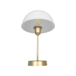 GLOBOSTAR® GAZETA 203-0304 Μοντέρνο Επιτραπέζιο Φωτιστικό Πορτατίφ με Ντουί 1 x E27 AC 220-240V IP20 - Λευκό Δίαφανο & Μπρονζέ  - Μ25 x Π25 x Υ39cm