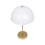 GLOBOSTAR® GAZETA 203-0304 Μοντέρνο Επιτραπέζιο Φωτιστικό Πορτατίφ με Ντουί 1 x E27 AC 220-240V IP20 - Λευκό Δίαφανο & Μπρονζέ  - Μ25 x Π25 x Υ39cm
