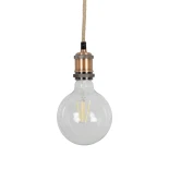 GLOBOSTAR® WHIP 77662 Μοντέρνο DIY Φωτιστικό με Υφασμάτινο Καλώδιο, Ντουί 1 x E27, Διακόπτη On/Off & Πρίζα AC 220-240V IP20 - Μπεζ & Χάλκινο - Μ150 x Π4 x Υ4cm