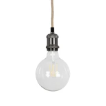GLOBOSTAR® WHIP 77663 Μοντέρνο DIY Φωτιστικό με Υφασμάτινο Καλώδιο, Ντουί 1 x E27, Διακόπτη On/Off & Πρίζα AC 220-240V IP20 - Μπεζ & Μαύρο Νίκελ - Μ150 x Π4 x Υ4cm