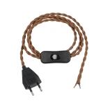 GLOBOSTAR® WHIP 77673 Μοντέρνο DIY Πλεκτό Καλώδιο με Διακόπτη On/Off AC 220-240V IP20 - Καφέ & Μαύρο - Μ150 x Π2.7 x Υ1.9cm