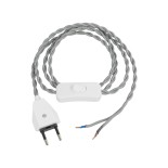 GLOBOSTAR® WHIP 77674 Μοντέρνο DIY Πλεκτό Καλώδιο με Διακόπτη On/Off AC 220-240V IP20 - Γκρι & Λευκό - Μ150 x Π2.7 x Υ1.9cm