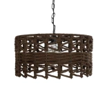 GLOBOSTAR® VERA 999-0069 Boho Κρεμαστό Φωτιστικό Οροφής με Ντουί 1 x E27 AC 220-240V IP20 - Καφέ - Μ50 x Π50 x Υ25cm