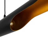 GLOBOSTAR® ESTERINA 999-0180 Μοντέρνο Κρεμαστό Φωτιστικό Οροφής με Ντουί 2 x E27 AC 220-240V IP20 - Μαύρο & Χρυσό - Μ100 x Π10 x Y10cm