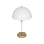 GLOBOSTAR® GAZETA 203-0304 Μοντέρνο Επιτραπέζιο Φωτιστικό Πορτατίφ με Ντουί 1 x E27 AC 220-240V IP20 - Λευκό Δίαφανο & Μπρονζέ  - Μ25 x Π25 x Υ39cm