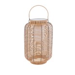 GLOBOSTAR® GRAMBIAN 02304 Boho Επιδαπέδιο Φωτιστικό LED 5W 200lm 180° με Φωτοβολταϊκό Panel 3.6V 0.1W με Αισθητήρα Ημέρας/Νύχτας Αδιάβροχο IP65 Θερμό Λευκό 2700K - Μπεζ - Μ30 x Π30 x Υ48cm - 2 Χρόνια Εγγύηση