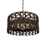 GLOBOSTAR® VERA 999-0069 Boho Κρεμαστό Φωτιστικό Οροφής με Ντουί 1 x E27 AC 220-240V IP20 - Καφέ - Μ50 x Π50 x Υ25cm