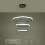 kelvo® DIAMOND KLV-101-0238-V2 Κρεμαστό Φωτιστικό Οροφής LED 100W 10000lm 180° AC 220-240V IP20 Ρυθμιζόμενο Λευκό CCT με Χειριστήριο από 2700K έως 6000K Dimmable - Lumileds SMD Chip - Χρυσό Πλατίνα - Μ60 x Π60 x Υ60cm - 3 Χρόνια Εγγύηση