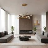 kelvo® DIAMOND KLV-101-0240-V2 Κρεμαστό Φωτιστικό Οροφής LED 120W 12000lm 180° AC 220-240V IP20 Ρυθμιζόμενο Λευκό CCT με Χειριστήριο από 2700K έως 6000K Dimmable - Lumileds SMD Chip - Χρυσό Πλατίνα - Μ80 x Π80 x Υ80cm - 3 Χρόνια Εγγύηση