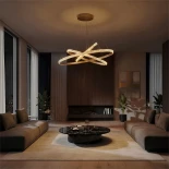 kelvo® DIAMOND KLV-101-0240-V2 Κρεμαστό Φωτιστικό Οροφής LED 120W 12000lm 180° AC 220-240V IP20 Ρυθμιζόμενο Λευκό CCT με Χειριστήριο από 2700K έως 6000K Dimmable - Lumileds SMD Chip - Χρυσό Πλατίνα - Μ80 x Π80 x Υ80cm - 3 Χρόνια Εγγύηση