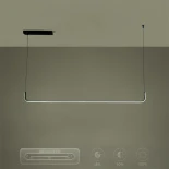 kelvo® LINARIA KLV-101-0255 Κρεμαστό Φωτιστικό Οροφής LED 36W 3600lm 180° AC 220-240V IP20 Ρυθμιζόμενο Λευκό CCT με Χειριστήριο από 2700K έως 6000K Dimmable - Lumileds SMD Chip - Μαύρο Ματ - Μ120 x Π2 x Υ10cm - 3 Χρόνια Εγγύηση