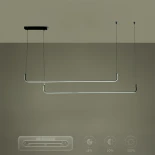 kelvo® LINARIA KLV-101-0258 Κρεμαστό Φωτιστικό Οροφής LED 72W 7200lm 180° AC 220-240V IP20 Ρυθμιζόμενο Λευκό CCT με Χειριστήριο από 2700K έως 6000K Dimmable - Lumileds SMD Chip - Μαύρο Ματ - Μ130 x Π4 x Υ25cm - 3 Χρόνια Εγγύηση