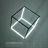 kelvo® KIBOO KLV-101-0261 Κρεμαστό Φωτιστικό Οροφής LED 36W 3600lm 360° AC 220-240V IP20 Ρυθμιζόμενο Λευκό CCT με Χειριστήριο από 2700K έως 6000K Dimmable - Lumileds SMD Chip - Μαύρο Ματ - Μ40 x Π40 x Υ40cm - 3 Χρόνια Εγγύηση