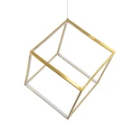 kelvo® KIBOO KLV-101-0262 Κρεμαστό Φωτιστικό Οροφής LED 36W 3600lm 360° AC 220-240V IP20 Ρυθμιζόμενο Λευκό CCT με Χειριστήριο από 2700K έως 6000K Dimmable - Lumileds SMD Chip - Χρυσό Πλατίνα - Μ40 x Π40 x Υ40cm - 3 Χρόνια Εγγύηση