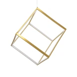 kelvo® KIBOO KLV-101-0262 Κρεμαστό Φωτιστικό Οροφής LED 36W 3600lm 360° AC 220-240V IP20 Ρυθμιζόμενο Λευκό CCT με Χειριστήριο από 2700K έως 6000K Dimmable - Lumileds SMD Chip - Χρυσό Πλατίνα - Μ40 x Π40 x Υ40cm - 3 Χρόνια Εγγύηση