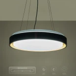 kelvo® BARCHETTA KLV-101-0266 Κρεμαστό Φωτιστικό Οροφής LED 72W 7200lm 120° AC 220-240V IP20 Ρυθμιζόμενο Λευκό CCT με Χειριστήριο από 2700K έως 6000K Dimmable - Lumileds SMD Chip - Μαύρο & Σαμπανιζέ Χρυσό Ματ - Μ48 x Π48 x Υ8.2cm - 3 Χρόνια Εγγύηση