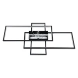 kelvo® QUADRA KLV-101-0293 Φωτιστικό Οροφής LED 100W 10000lm 120° AC 220-240V IP20 Ρυθμιζόμενο Λευκό CCT με Χειριστήριο από 2700K έως 6000K Dimmable - Lumileds SMD Chip - Μαύρο Ματ - Μ85 x Π45 x Υ9cm - 3 Χρόνια Εγγύηση